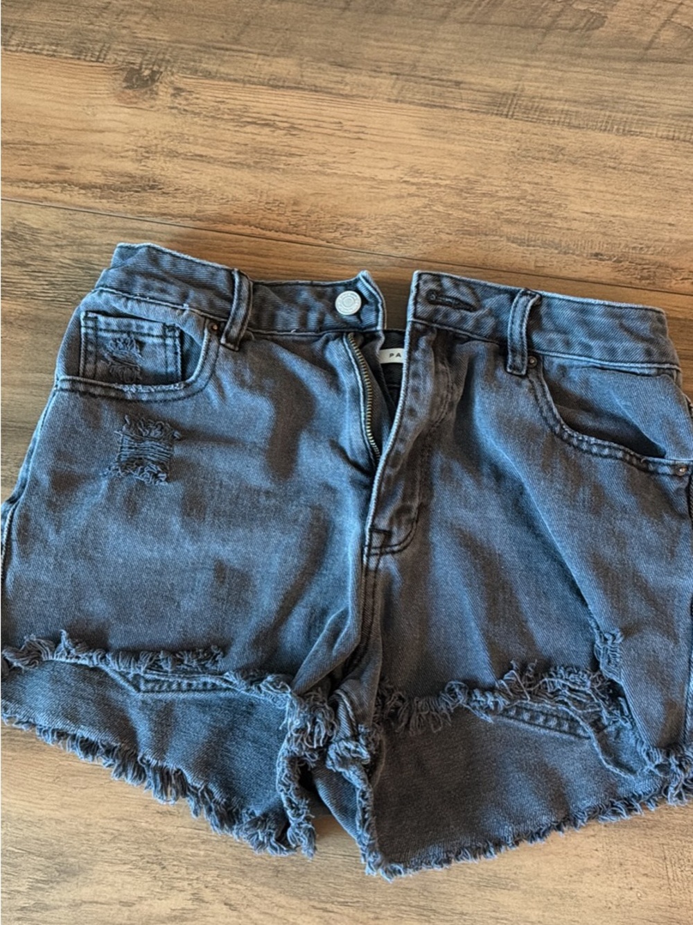 PacSun Washed Black Frayed Denim Shorts